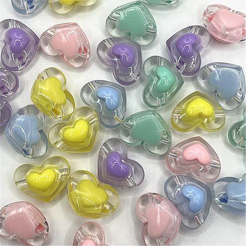 collier en perle acrylique , coeur, DIY, plus de couleurs à choisir Environ Vendu par sac