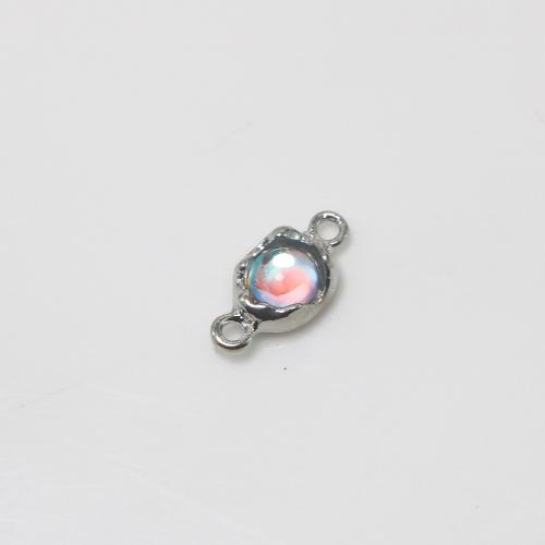 Zinc Alloy Charm Connector, with Sea Opal, silver color plated, DIY & 1/1 loop, mixed colors 