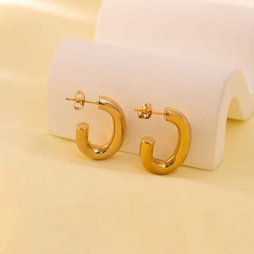 Titan Stahl Ohrringe, Titanstahl, goldfarben plattiert, Modeschmuck & für Frau, verkauft von Paar