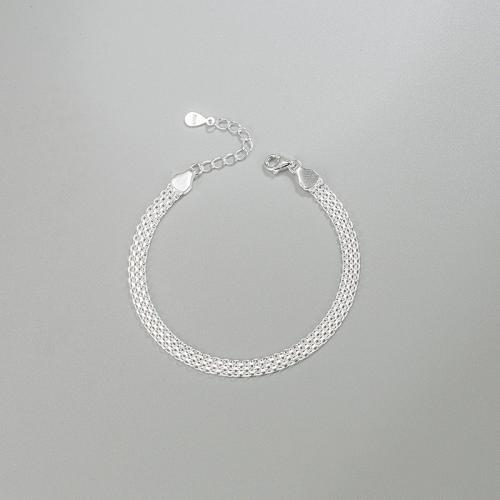 Sterling Silver Bracelets, 925 Sterling Silver, with 1.37inch extender chain, fashion jewelry & Unisex Approx 6.1 Inch 