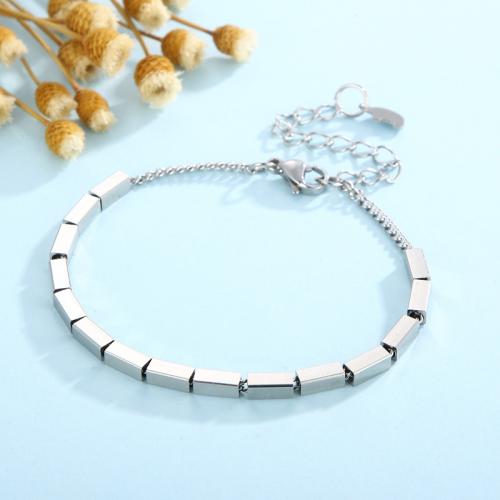 Stainless Steel Chain Bracelets, 304 Stainless Steel, with 1.97inch extender chain, fashion jewelry & Unisex, original color, 3mm Approx 6.89 Inch 