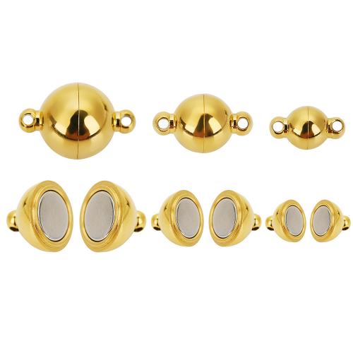 Round Stainless Steel Magnetic Clasp, 304 Stainless Steel, Vacuum Ion Plating, DIY golden [