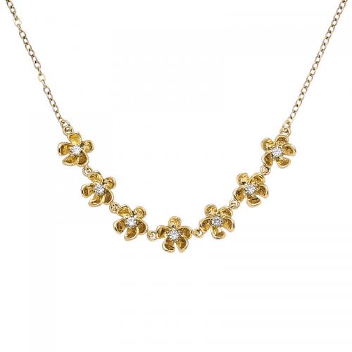Cubic Zircon Micro Pave Brass Necklace, with 2.44inch extender chain, Flower, 18K gold plated, fashion jewelry & micro pave cubic zirconia & for woman, golden Approx 15.87 Inch 
