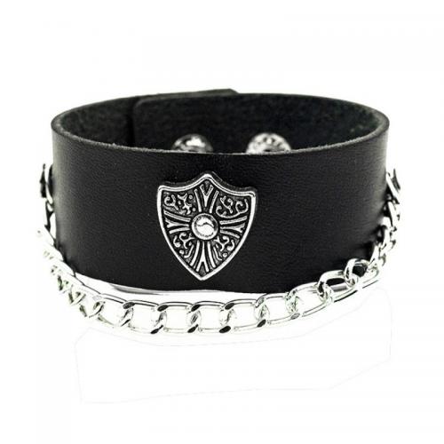 PU Leather Cord Bracelets, with Zinc Alloy & punk style & for man 28mm Approx 22.8 cm 