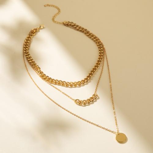 Fashion Multi Layer Necklace, Brass, with 7cm extender chain, plated, fashion jewelry, golden .5 cm 