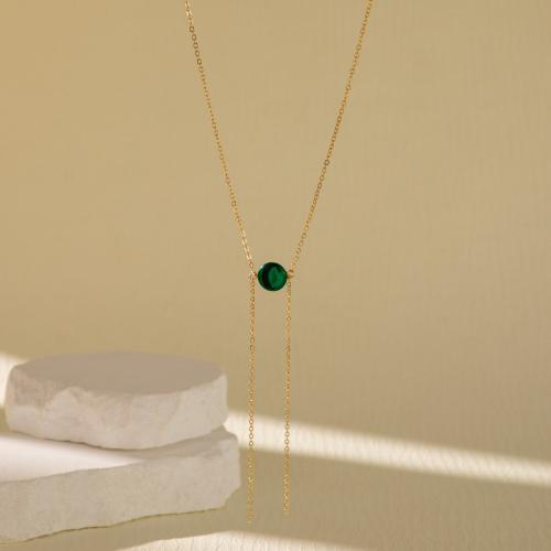 Gemstone Necklaces, Zinc Alloy, with Natural Stone, with 7cm extender chain, plated, fashion jewelry, golden cm 