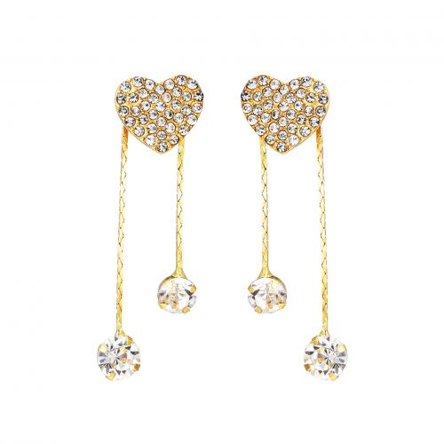 Crystal Drop Earring, Zinc Alloy, with Crystal, Heart, fashion jewelry & for woman, golden 
