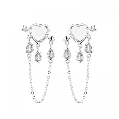 Cubic Zircon Brass Earring, Heart, fashion jewelry & micro pave cubic zirconia & for woman 