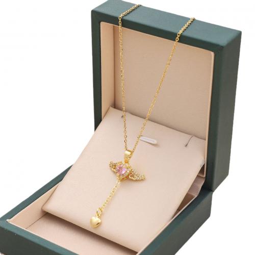 Titanstahl Halskette, Geflügelte Herzen, plattiert, Oval-Kette & für Frau & mit Strass, keine, Länge:ca. 17.7 ZollInch, verkauft von PC
