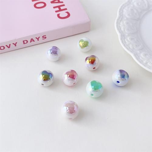 Perles acryliques plaquée, Acrylique, Rond, Placage UV, DIY, plus de couleurs à choisir, 15mm Vendu par sac