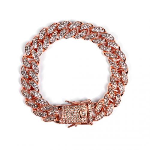 Titanium Steel Bracelet & Bangle, fashion jewelry & Unisex & micro pave cubic zirconia Approx 19 cm 