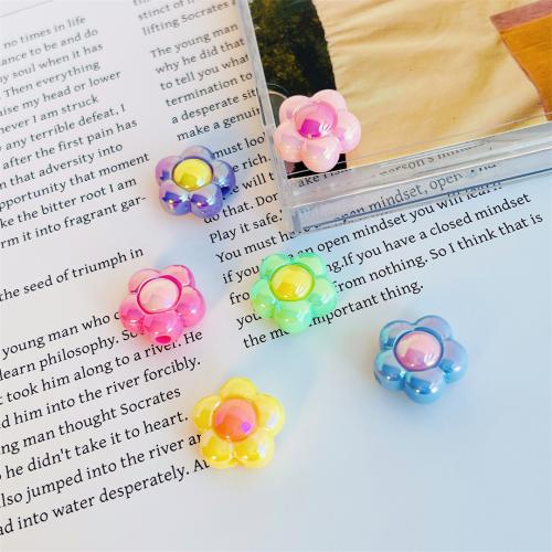 Perles acryliques plaquée, Acrylique, fleur, Placage UV, DIY, plus de couleurs à choisir, 15.5mm Vendu par sac