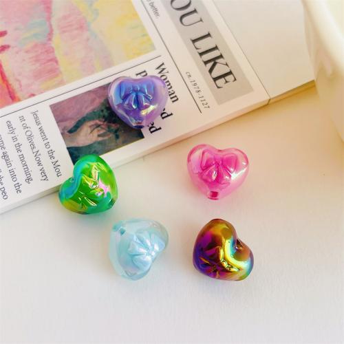 Perles acryliques plaquée, Acrylique, coeur, Placage UV, DIY, plus de couleurs à choisir Vendu par sac