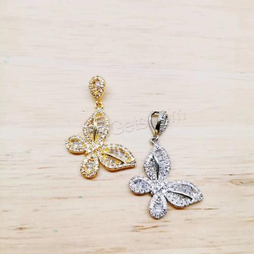 Cubic Zirconia Micro Pave Brass Pendant, Butterfly, plated, DIY & micro pave cubic zirconia [