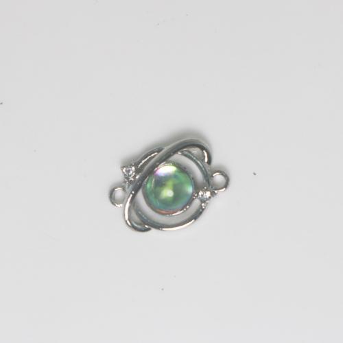 Zinc Alloy Charm Connector, with Sea Opal, silver color plated, DIY & 1/1 loop, multi-colored 
