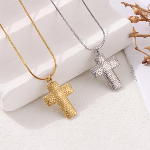 Stainless Steel Jewelry Necklace, 316L Stainless Steel, with 5cm extender chain, Cross, Vacuum Ion Plating, fashion jewelry & for woman nickel, lead & cadmium free Approx 38 cm 