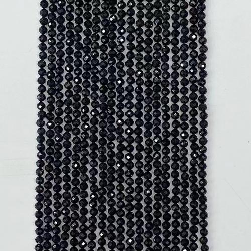 Single Gemstone Beads, Schorl, Round, DIY & faceted, black Approx 38-39 cm 