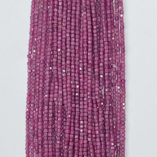 Single Gemstone Beads, Ruby, Square, DIY & faceted, rose carmine Approx 38-39 cm 
