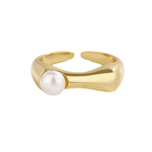 Sterling Silver Finger Ring, 925 Sterling Silver, with Shell Pearl, plated, fashion jewelry & for woman US Ring 