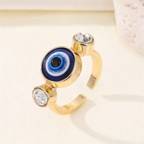 Evil Eye Jewelry Finger Ring, Zinc Alloy, with Resin, fashion jewelry & Unisex & with rhinestone 