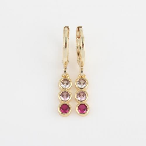Cubic Zircon Brass Earring, gold color plated, micro pave cubic zirconia & for woman, mixed colors 