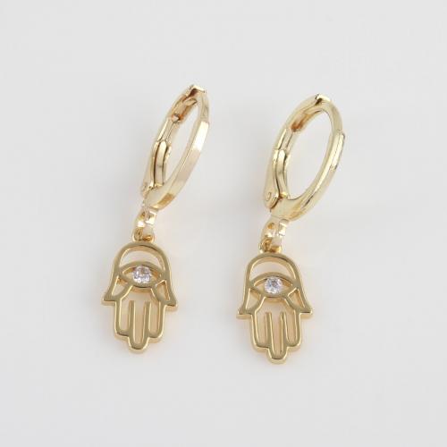 Boucles d'oreilles en laiton zircon cubique, Placage de couleur d'or, pavé de micro zircon & pour femme Vendu par paire