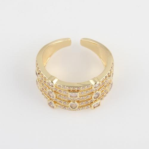 Цирконий Micro Pave Латунь палец кольцо, плакирован золотом, инкрустированное микро кубического циркония & Женский продается PC