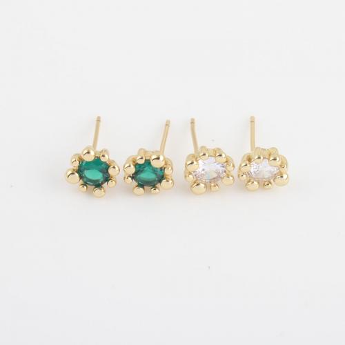 Cubic Zircon Brass Earring, gold color plated, micro pave cubic zirconia & for woman 