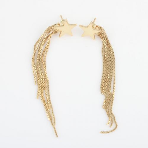 Fashion Fringe Boucles d'oreilles, laiton, étoile, Placage de couleur d'or, pour femme Vendu par paire