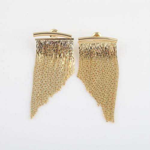 Fashion Fringe Earrings, Brass, gold color plated, for woman 