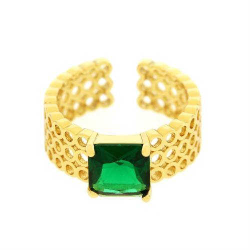 Cubic Zircon Brass Finger Ring, 18K gold plated, fashion jewelry & micro pave cubic zirconia & for woman Minimum inner mm 