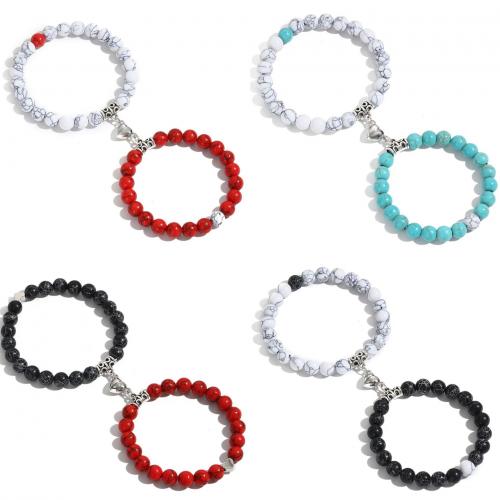 Zinc Alloy Turquoise Bracelets, with turquoise, plated, 2 pieces & fashion jewelry & Unisex [