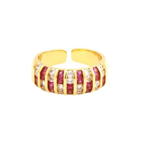 Цирконий Micro Pave Латунь палец кольцо, плакирован золотом, ювелирные изделия моды & инкрустированное микро кубического циркония & Женский, Много цветов для выбора, Minimum inner mm, продается PC