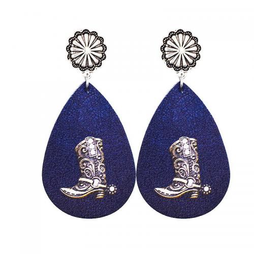 Fashion Create Jewelry Earring, Zinc Alloy, with PU Leather, printing, fashion jewelry  & for woman 