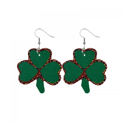 Fashion Create Jewelry Earring, Zinc Alloy, with PU Leather, fashion jewelry & for woman 