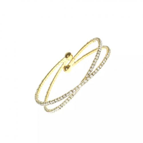 Rhinestone Cuff Bangle, with Brass, plated & for woman & hollow, Inner Approx 55mm 