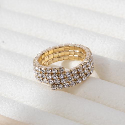 Brass Finger Ring, plated, for woman & with rhinestone US Ring 