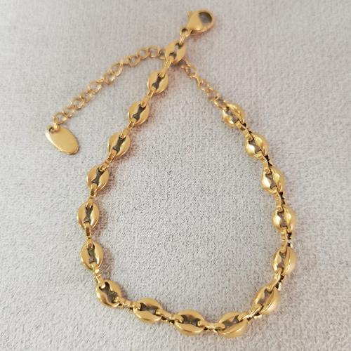304 Stainless Steel Bracelet, with 1.2inch extender chain, 18K gold plated, fashion jewelry & for woman Approx 6.3 Inch 