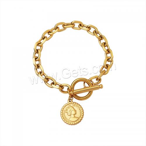 Titanium Steel Bracelet, Character, gold color plated, fashion jewelry & for woman Approx 7 Inch 