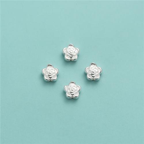 925 Sterling Silver Spacer Bead, Rose, DIY, silver color Approx 1.5mm 