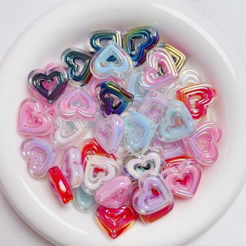 Perles acryliques plaquée, Acrylique, coeur, Placage UV, DIY, plus de couleurs à choisir, 23mm Vendu par sac