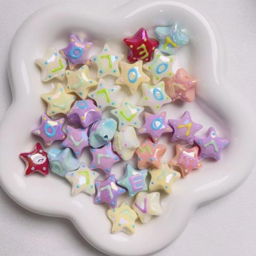 Acryl Alphabet Perlen, Stern, DIY, keine, 22mm, 5PCs/Tasche, verkauft von Tasche