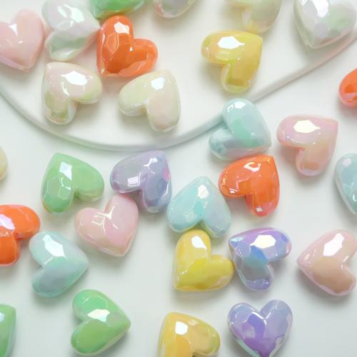 Perles acryliques plaquée, Acrylique, coeur, Placage UV, DIY, plus de couleurs à choisir, 19mm Vendu par sac