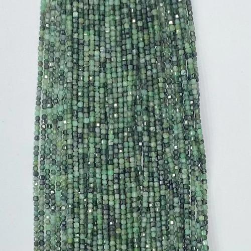 Single Gemstone Beads, Emerald, Square, DIY & faceted, green Approx 38-39 cm 