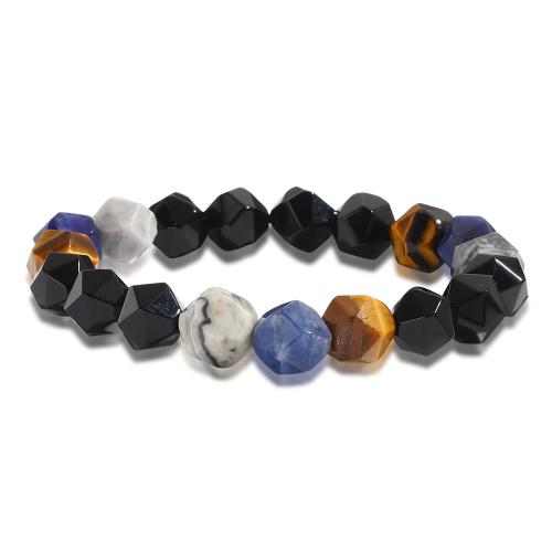 Gemstone Bracelets, Black Agate, with Map Stone & Tiger Eye & Sodalite, fashion jewelry & Unisex, mixed colors, 10mm Approx 21 cm 