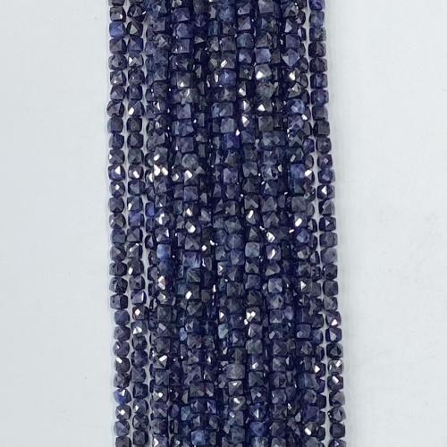 Single Gemstone Beads, Sapphire, Square, DIY & faceted, blue Approx 38-39 cm 