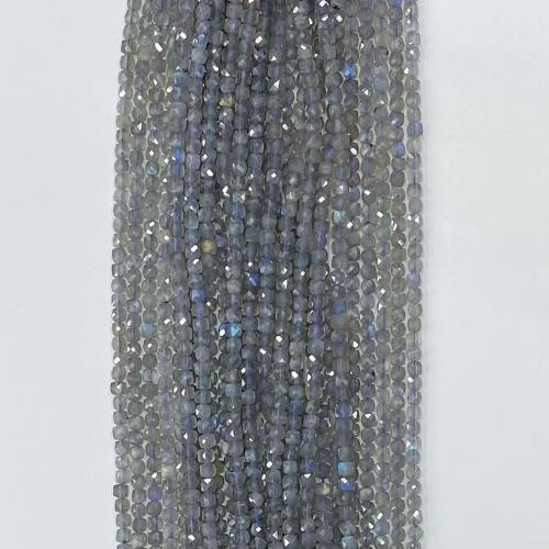 Labradorit Perlen, Quadrat, DIY & verschiedene Größen vorhanden & facettierte, grau, Länge:ca. 38-39 cm, verkauft von Strang