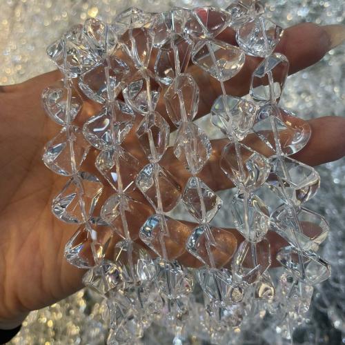 Perlas de cristal de moda, Bricolaje, Cristal claro, 14x14mm, longitud:aproximado 38 cm, Vendido por Sarta[
