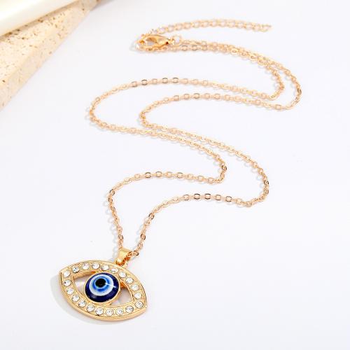 Evil Eye Jewelry Necklace, Zinc Alloy, with 1.97inch extender chain, plated, fashion jewelry & Unisex & enamel & with rhinestone Approx 19.68 Inch 