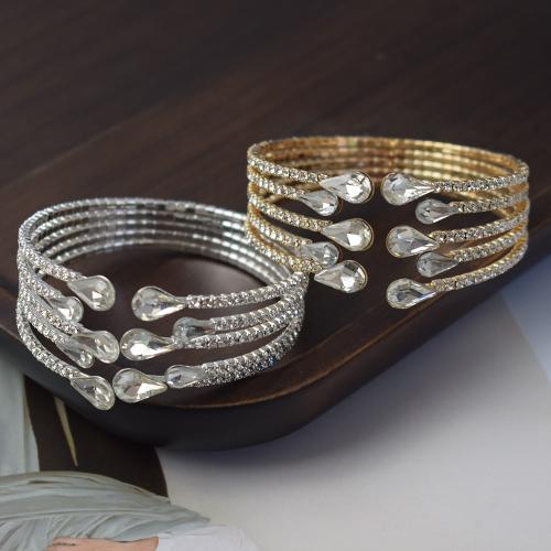 Iron Cuff Bangle, plated, fashion jewelry & for woman & with rhinestone width 29mm, Inner Approx 58mm 